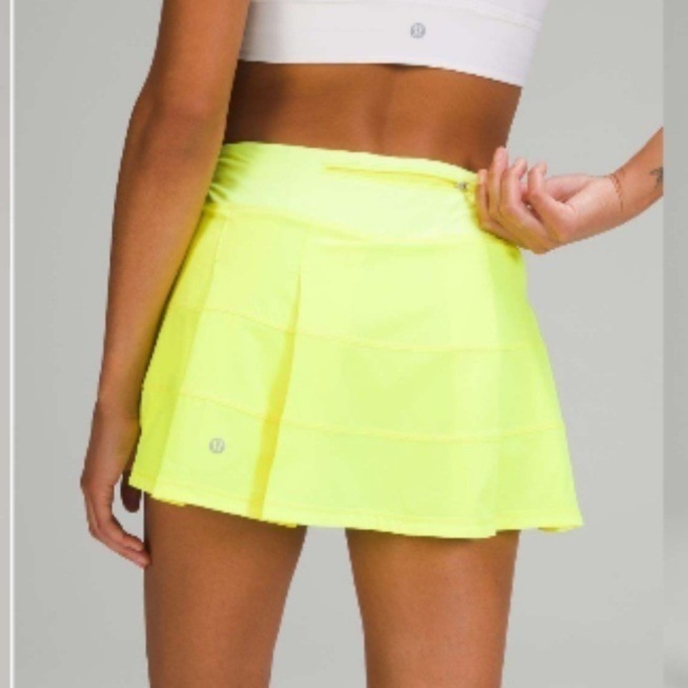Lululemon Pace Rival Skirt Skort Sz 0 Highlighter Yellow Neon Pickleball Tennis